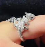 S925 Sterling Silver Viking Adjustable Goat Twist Ring with vintage viking wood box