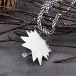 Stainless Steel Viking jewelry Wizard 3 Wild Hunt Game pendant necklace Geralt wolf head necklace with wooden box