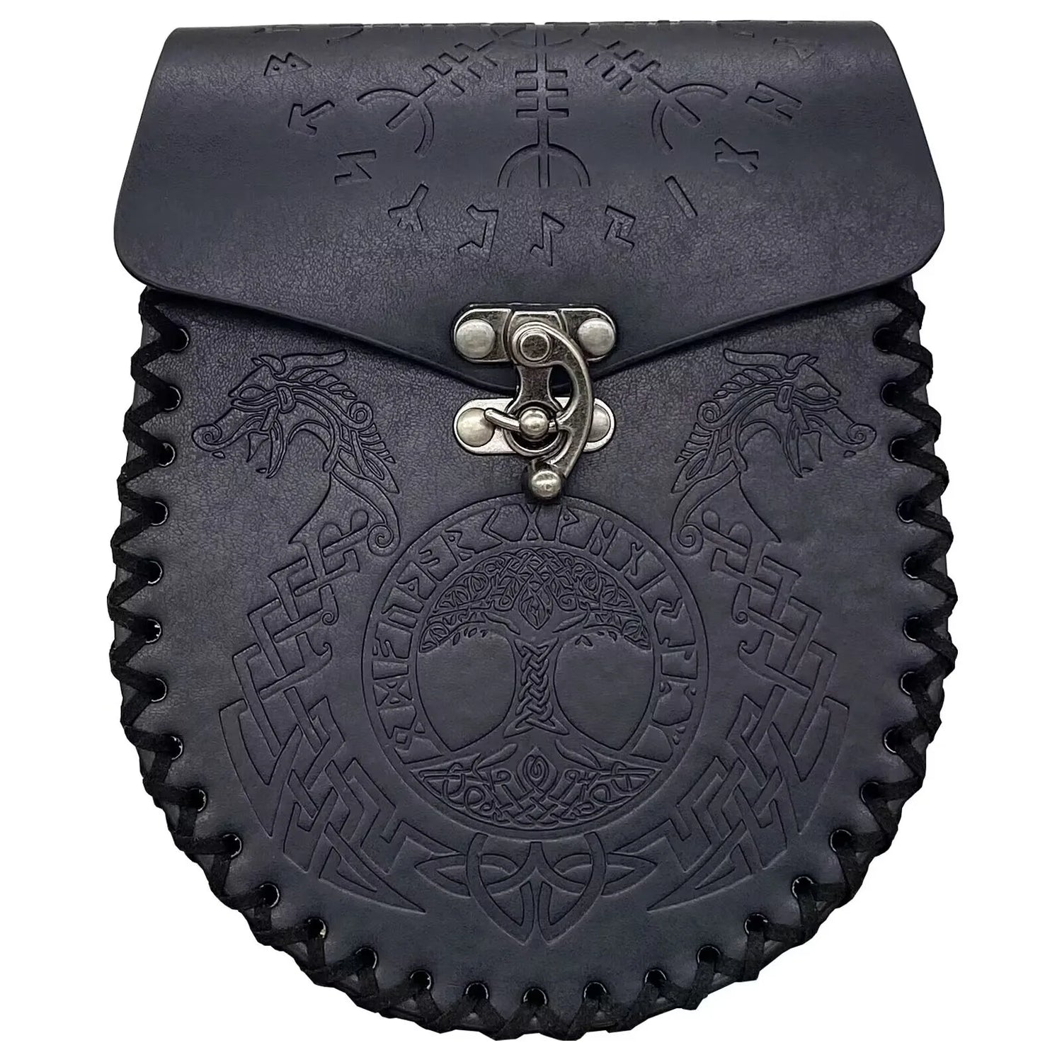 1Pc Viking Medieval Style Embossed Faux Leather Waist Bag, Viking Style Medieval Hangable Belt Coin Purse Vintage Waist Bag