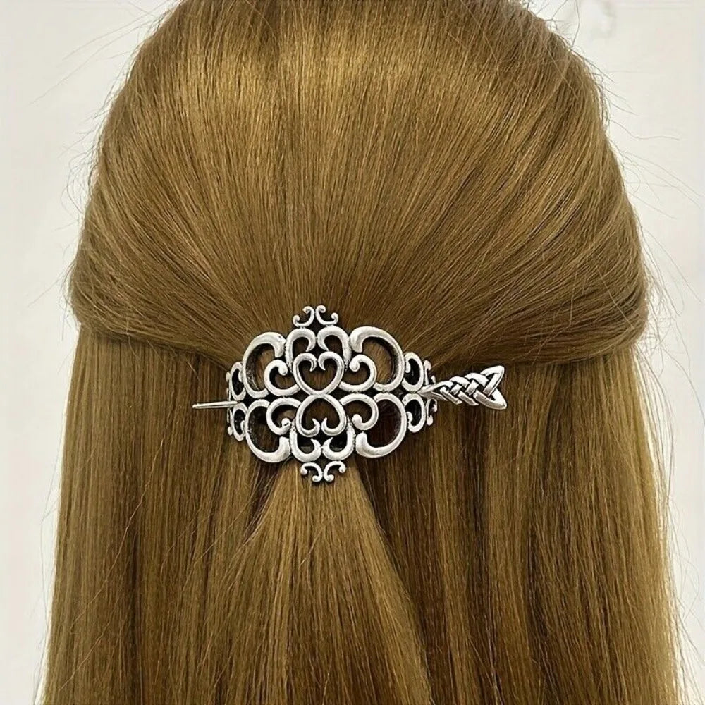 8PCS Hair Clips, Viking Celtic Hair Sticks, Celtic Knot Hairpin, Retro Silver Vintage Metal Hair Barrette, Viking Jewelry Clip