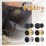 BONISKISS Men's Viking stainless steel earrings Nordic style compass rune embellished punk earrings set jewelry gift