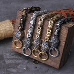 Never Fade Rock Viking Wolf Bracelet Men's Stainless Steel King Chain Wolf Punk Bracelets Biker Jewelry without box