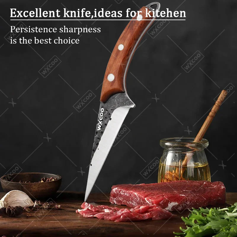 1PC/3PCS Stainless Steel Kitchen Boning Knife Chef Knife Multipurpose Kitchen Tools Wooden Handle Slicing Filleting Peeling