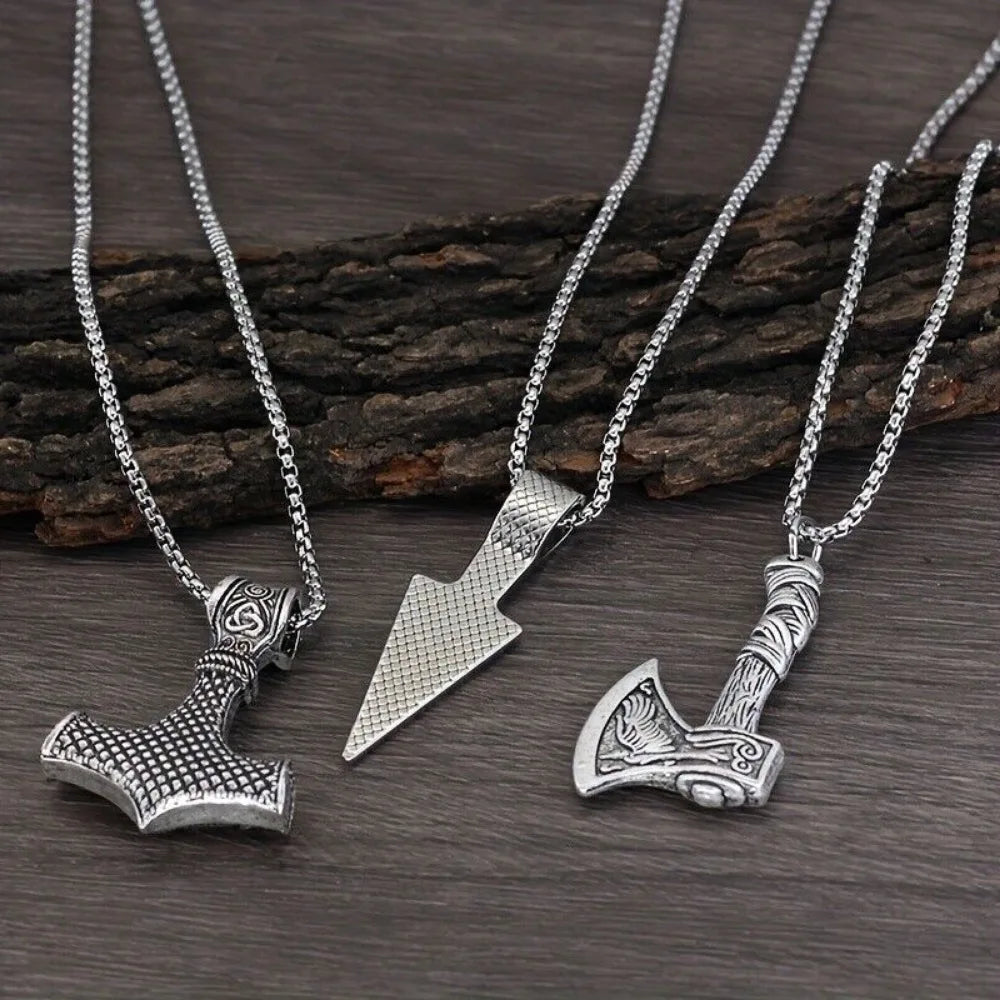 Viking Necklace for Men - Viking Thors Hammer/Norse Compass/Celtic Knot/Wolf/Norse Amulet Pendant Necklace