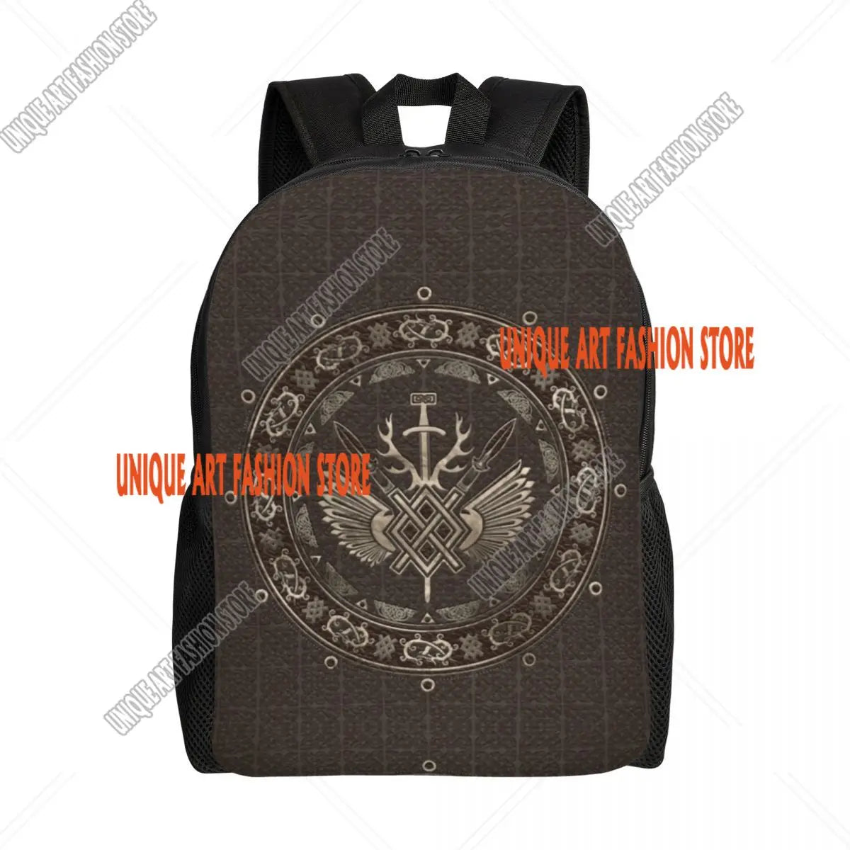 Viking Vegvisir Tree Of Life Backpack for Men School College Student Bookbag Fits 15 Inch Laptop Vikings Valhalla Moon Wolf Bags