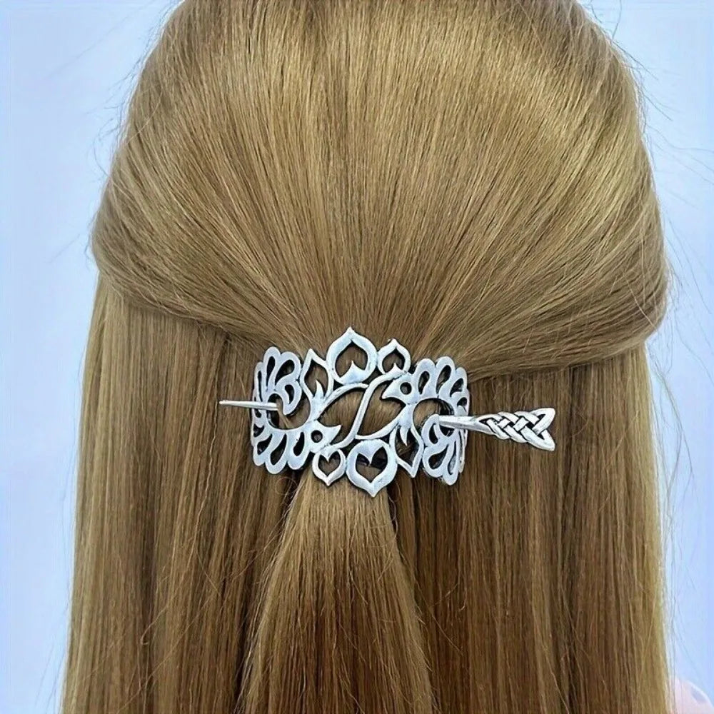 8PCS Hair Clips, Viking Celtic Hair Sticks, Celtic Knot Hairpin, Retro Silver Vintage Metal Hair Barrette, Viking Jewelry Clip