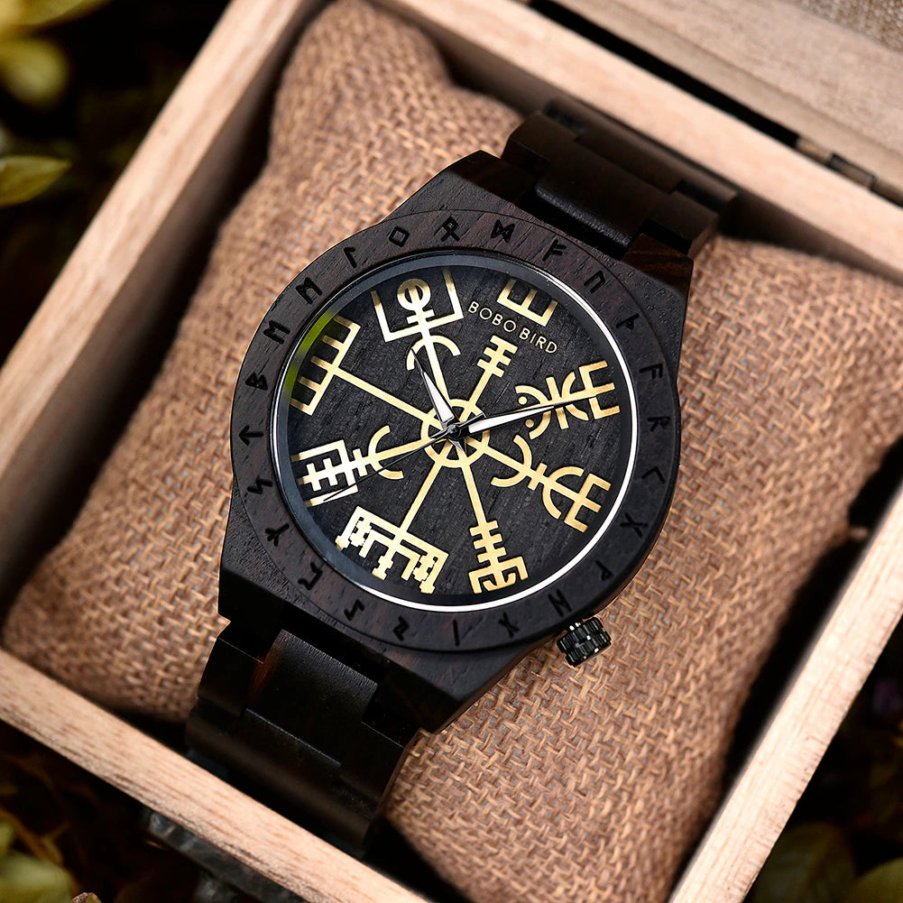 Viking Wooden Watch - Vegvisir