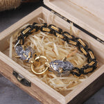 Never Fade Rock Viking Wolf Bracelet Men's Stainless Steel King Chain Wolf Punk Bracelets Biker Jewelry without box