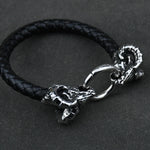 Viking Goat Head Bracelets Men Stainless Steel Vintage Viking Bangles rune Amulet Leather Icelandic Jewelry