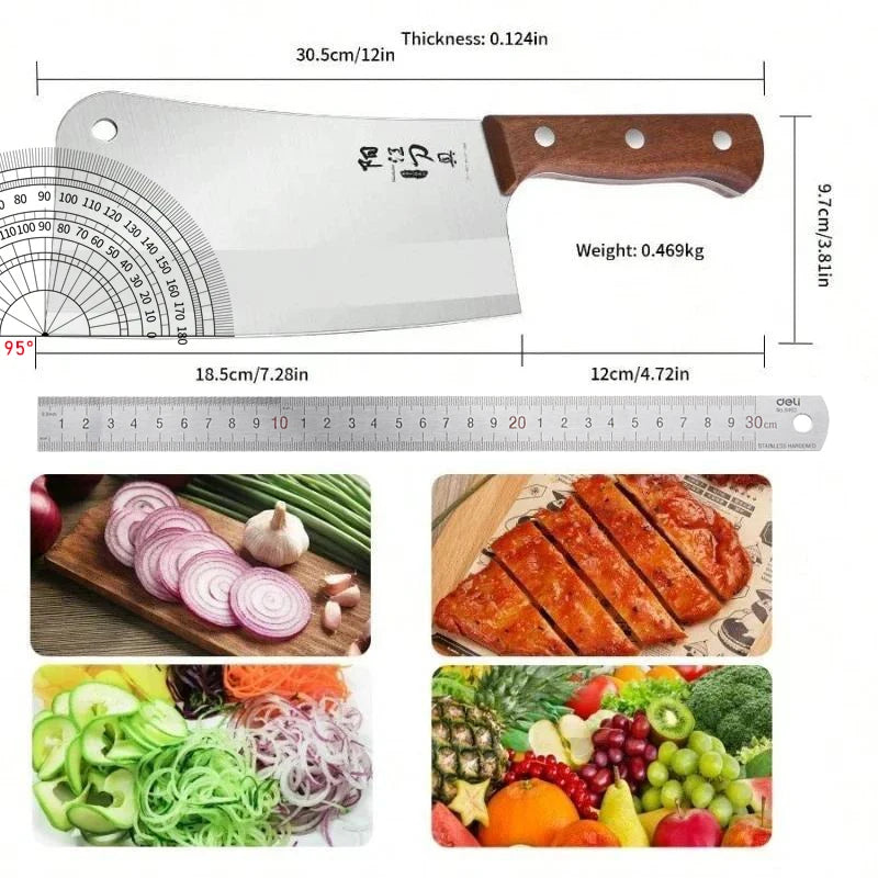 Professional Stainless Steel Heavy Chopping Bone Kitchen Knife, Thicken Meat Cleaver for Home Cooking and Chef Resturant