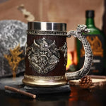 Tankard Mug 600ml Stainless Steel Beer Tankard Cup for Men Antique Men's Barrel Tankard Mug for Party Decoration Wooden Gift