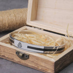 Stainless Steel Men's Handmade Nordic Valknut Bangle Viking Never Fade with wooden box as gift never fade