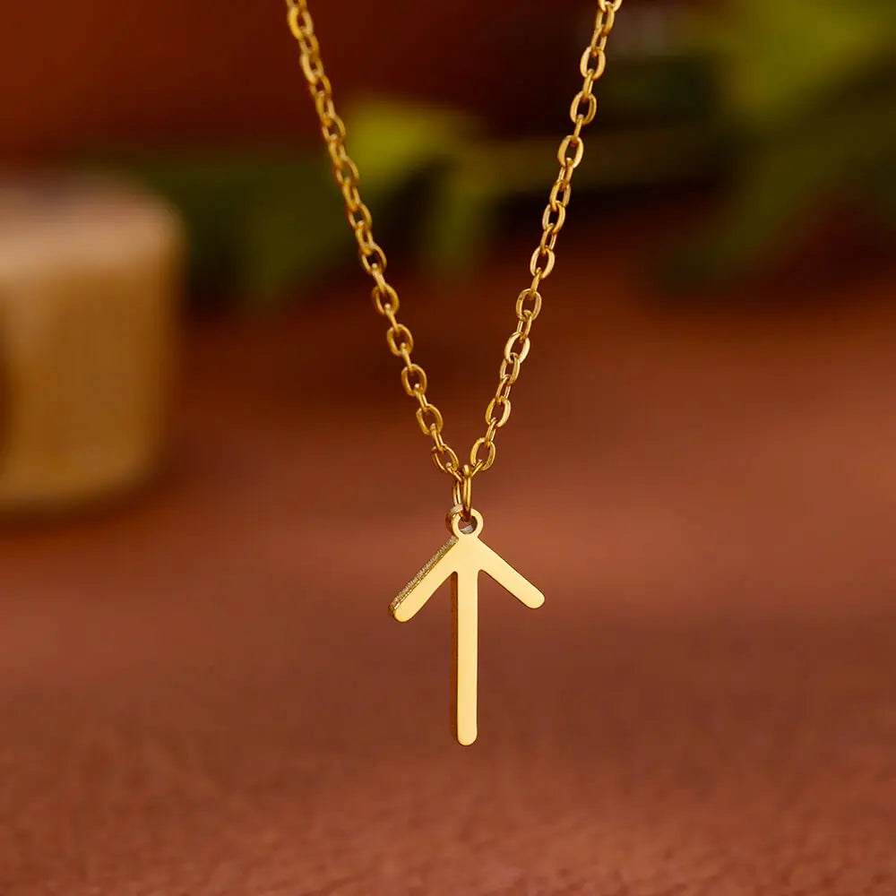 Viking Rune Necklace for Women Norse Runic Letter Pendant Necklaces Minimalist Nordic Stainless Steel Jewelry Christmas Gift