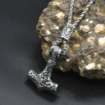 Norse Vikings Thor's Hammer Mjolnir Scandinavian Rune Amulet Keychain Stainless Steel Vegvisir Anchor Pendant Male Jewelry