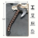 Viking Hawk Axe Metal Wall Art - 7.87" x 11.81" Iron Sign with Koa Wood & Brass Grip | Nautical Home Decor, Easy-to-Hang