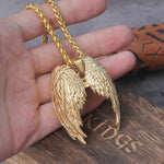 Classic Angel Wings Pendant necklace For Man Stainless Steel Good Detail Fashion Jewelry with wooden box as gift