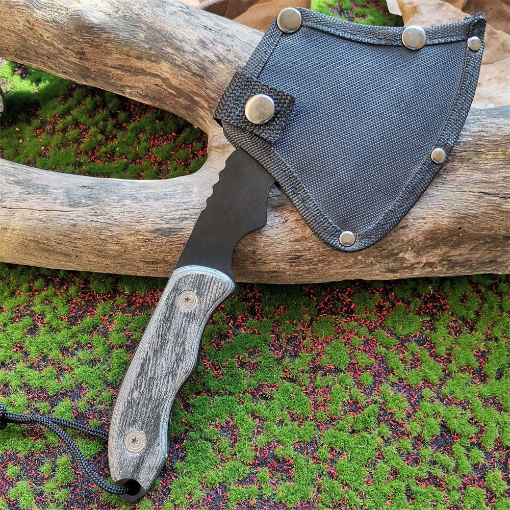 Multi-functional Tactical Axe with Nylon Cover - Durable Handaxe for Camping, Hiking and Survival - Corrosion 7CR13 Steel Blade