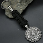 1pcs mandala YOGA keychain OM amulet Pendant Keyring Paracord Rope Norse Pirates Rune Valknut Amulet Jewelry Gift