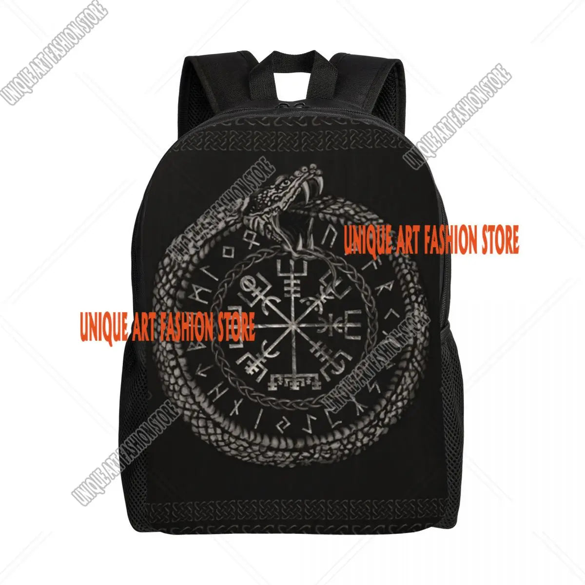 Viking Vegvisir Tree Of Life Backpack for Men School College Student Bookbag Fits 15 Inch Laptop Vikings Valhalla Moon Wolf Bags