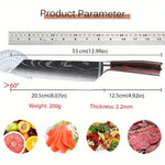 Stainless Steel Kitchen Knife Utility Knife With Painted Wood Handle 1pc Kitchen Meat Cleaver Damascus Pattern Cutting Knife