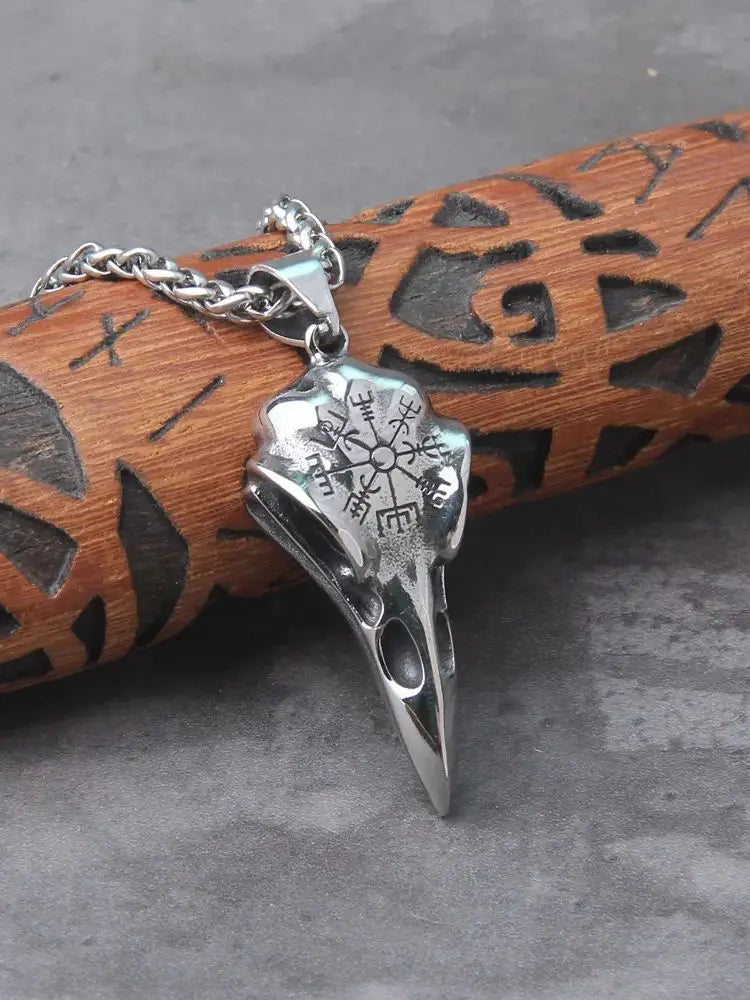 Men Retro Crow Viking Pirate Pendant Necklace Stainless Steel Raven Neck Chain For Male Men's Berserk Rune Cool Fashion Jewelry