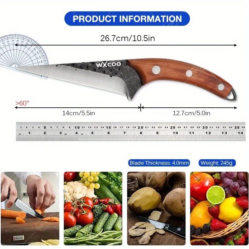 1PC/3PCS Stainless Steel Kitchen Boning Knife Chef Knife Multipurpose Kitchen Tools Wooden Handle Slicing Filleting Peeling