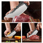 Hand Forged Cooking Knife With Professional Utility Cleaver Stainless Steel Outdoor Camping Knife Red Pear Wood Handle Vegetable