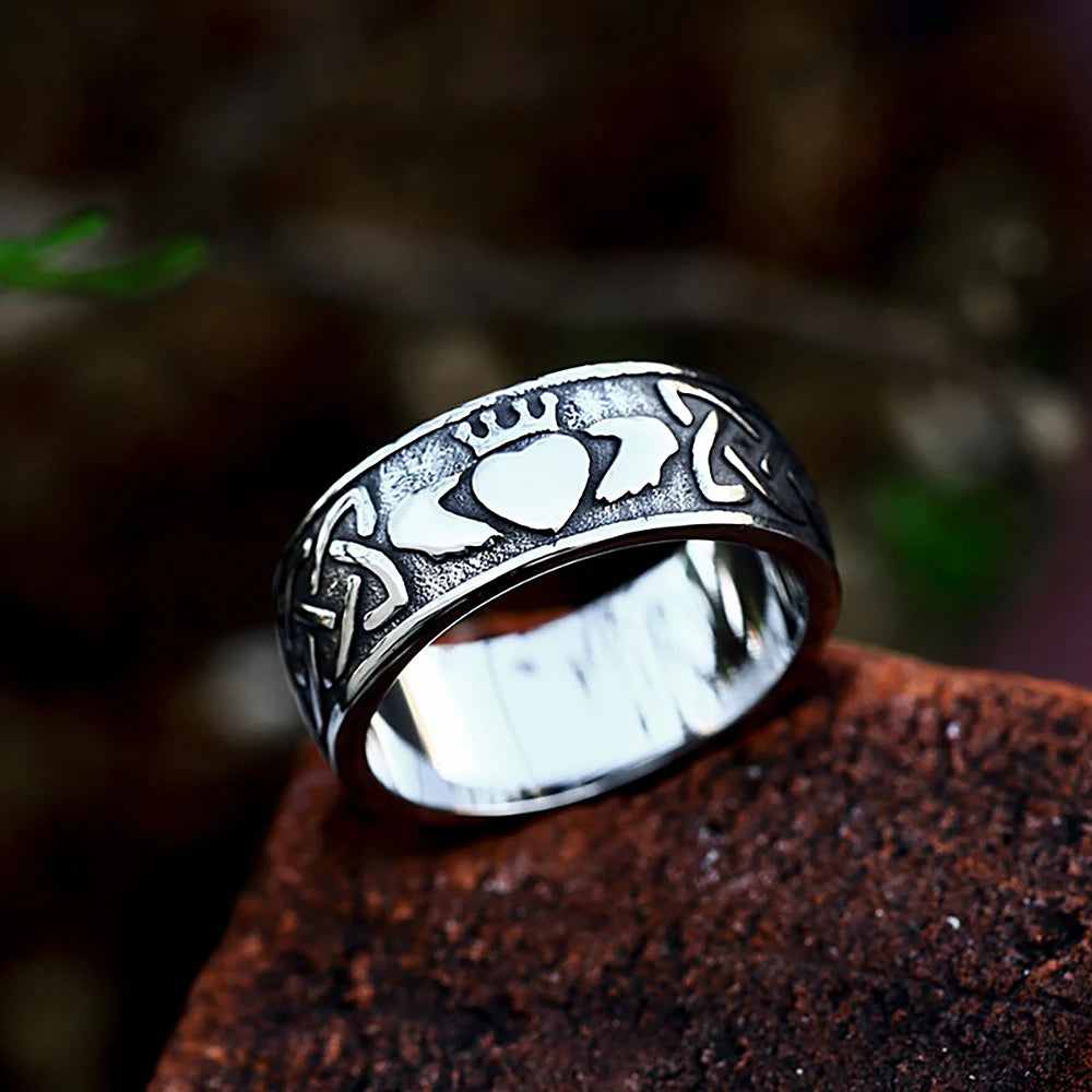 Viking Nordic Celtic Knot Couple Love Rings Stainless Steel Fashion Hip Hop Unisex Finger Ring Punk Retro Jewelry Memorial Gifts