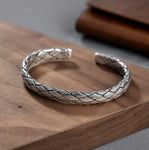 Sterling Silver Big Viking Dragon Bangle with wood box as gift for men or women