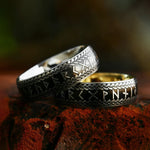 Vintage Stainless Steel Nordic Viking Rune Ring For Men Women Fashion Viking Couple Amulet Rings Party Jewelry Gifts Wholesale