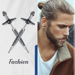 BONISKISS Men's and Women's Sword Earrings Gothic Dagger Earrings Stainless Steel Viking Zircon Tip Piercing Ring Jewelry Gift