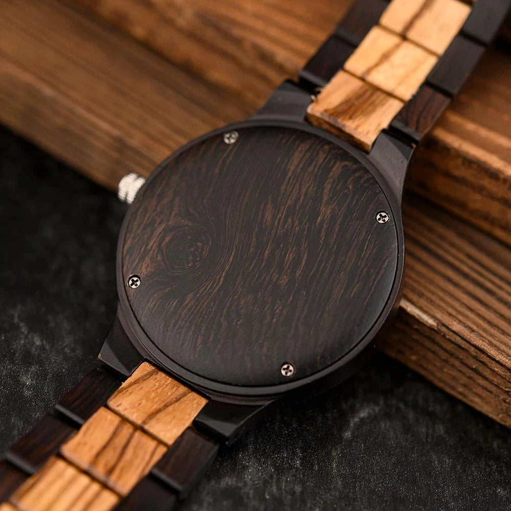 BOBO BIRD Wooden Watch Men Watches Luxury Retro Ebony Wristwatch Timepiece Compass Clock Customize Great Gift Box reloj hombre