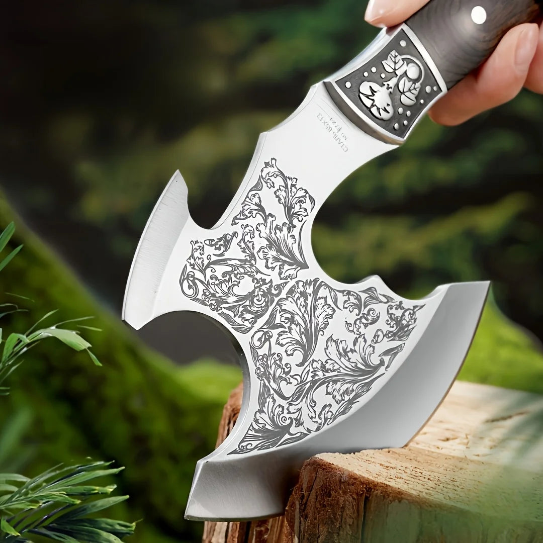 Outdoor camping stainless steel high hardness wolf axe, hiking and logging road axe, jungle road axe, the best gift for men