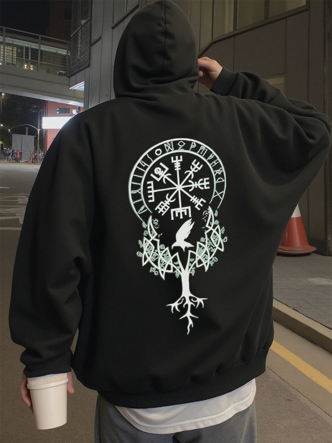 Hoodie for Men, Streetwear Viking Rune Design Graphic Hoodies for Men, Suitable for Wearing in Spring, Autumn, and Winter Sweatshirt
