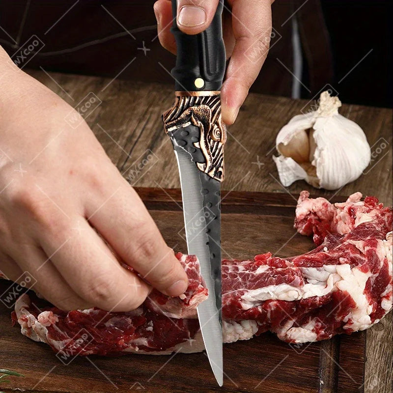 8PCS Professional Kitchen Chef Knife Set Handmade Forged Stainless Steel Chef Knife Butcher Knife Vegetable Utility Boning Fish