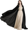 Viking Hooded Cape – Medieval Black Renaissance Cloak with Hood, Chain Clasp for Halloween, Cosplay & Costume Events