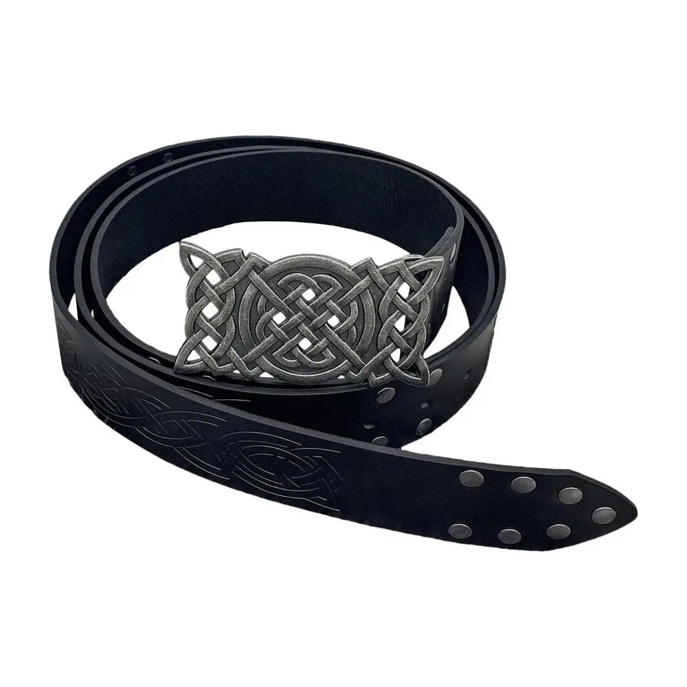 Medieval Vintage Belt Renaissance Viking Belt For Men Faux Leather Embossed Cosplay Belt With Embossed Buckle For Stage Show