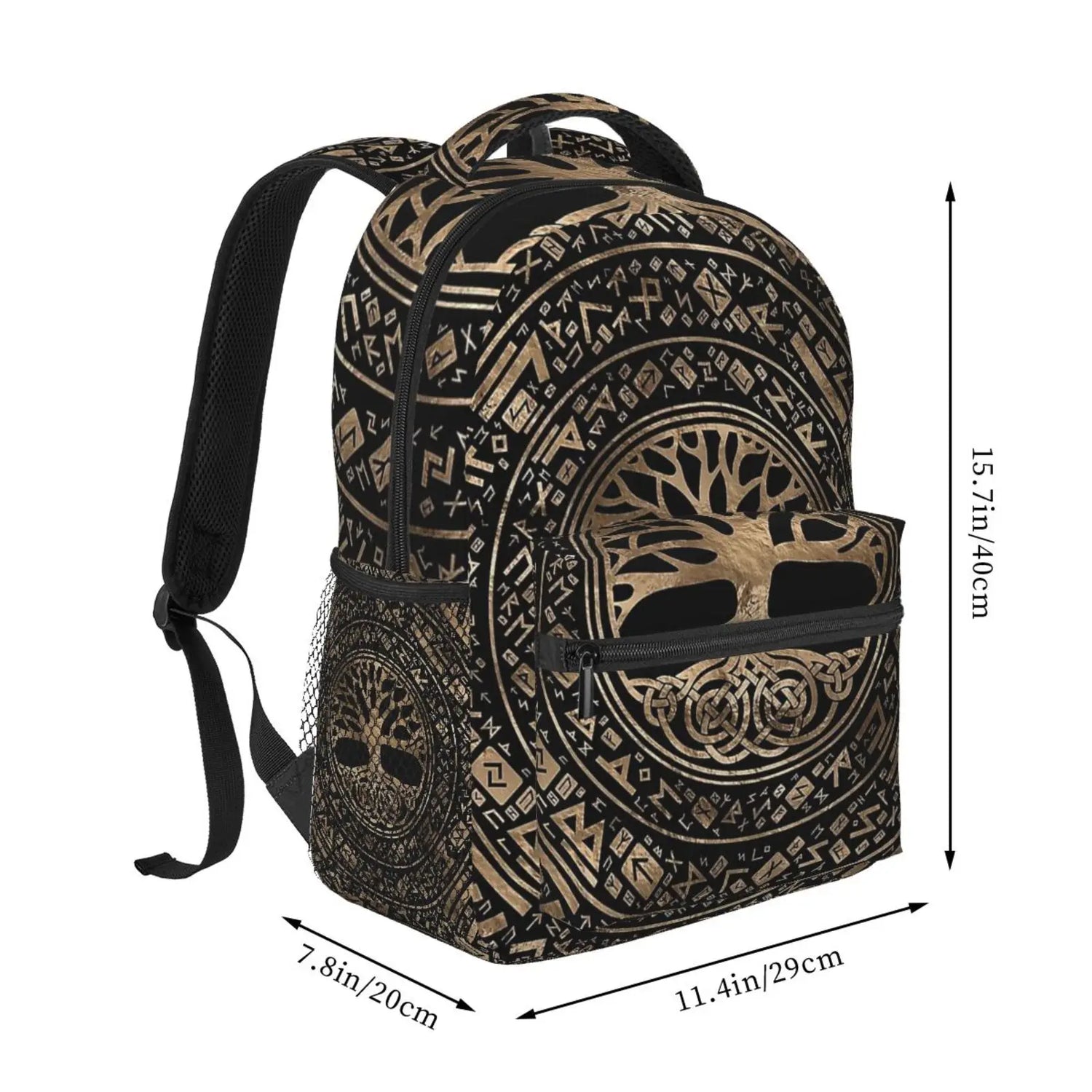 Norse Mythology Viking Backpack Tree of Life Triquetra Large Backpack for School Laptop Bags Bookbag Casual Daypack for Teens