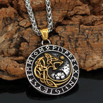 Viking Wolf  Rune Pendant Necklace Trendy Men Long