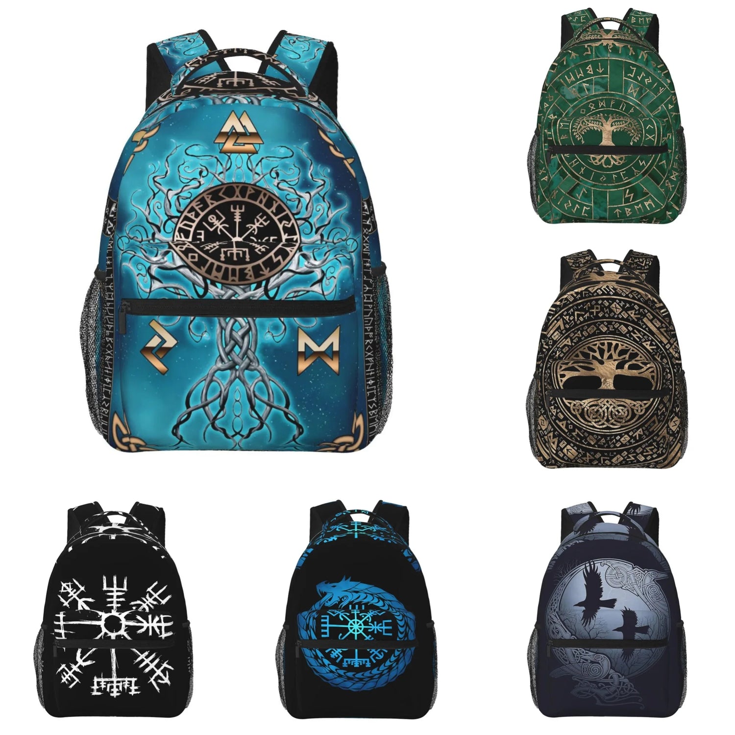 Norse Mythology Viking Backpack Tree of Life Triquetra Large Backpack for School Laptop Bags Bookbag Casual Daypack for Teens