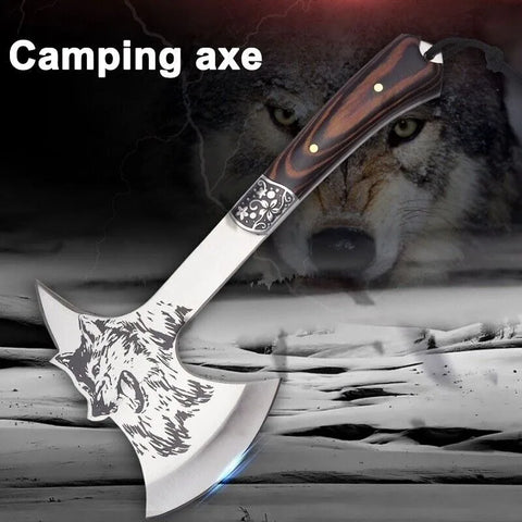 High Hardness Stainless Steel Survival Axe Multi-function Outdoor Camping Tactical Wolf-head Axe Hunting Tools Portable Tomahawk