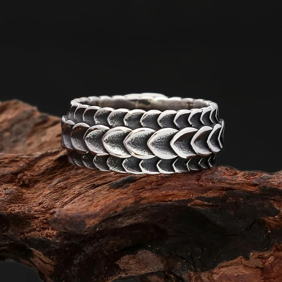 Nordic Vikings Dragon Scale Rings For Men Boys 316L Stainless Steel Viking Dragon Spine Ring Punk Vintage Party Jewelry Gifts