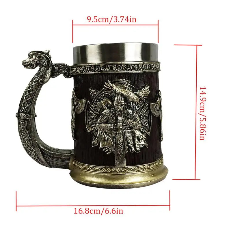 Tankard Mug 600ml Stainless Steel Beer Tankard Cup for Men Antique Men's Barrel Tankard Mug for Party Decoration Wooden Gift