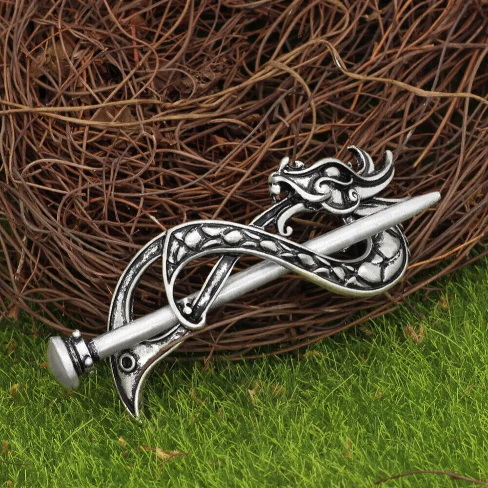 5 Pcs Viking Celtic Long Hair Clips - Vintage Silver Celtic Knot Hair Stick Jewellery Hair Slide and Metal Hairpin Barrettes