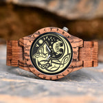 Viking Wooden Watch - Fenrir Wolf