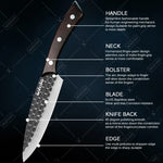 3 Pcs Stainless Steel Chef Knife Set Hand Forged Kitchen Cutters Boning Slicing Butcher Utility Paring Cleavers