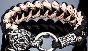 Never Fade Rock Viking Wolf Bracelet Men's handmade cord Wolf Bead Punk Bracelets Biker Jewelry