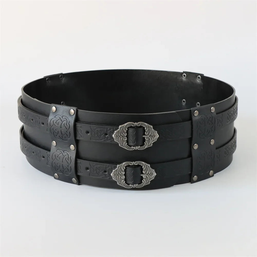 Medieval leather wide waistband brave knight role-playing Viking wristband Halloween Coplay shoulder armor accessory set