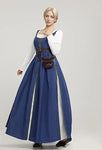USA Stock DAIZBELLA Women Medieval Renaissance Dress Retro Viking Fake Two Piece Dress with Wasit Bag Cosplay Costume