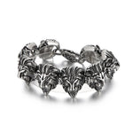 Punk Vintage Lion Heads Chain Bracelet Stainless Steel Hip Hop Biker Viking Animal Bangles For Men Heavy Party Jewelry Wholesale